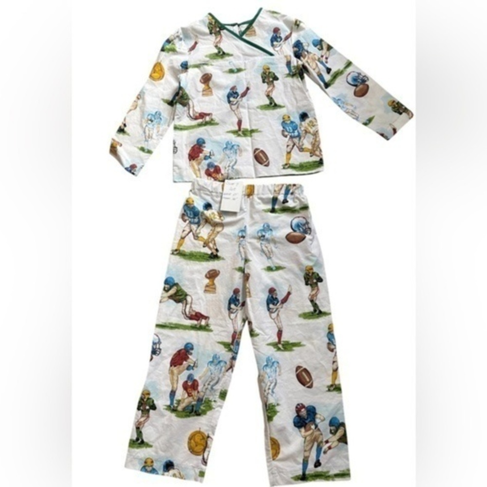 Vintage Boys Pajama Set Handmade Football Print size 7